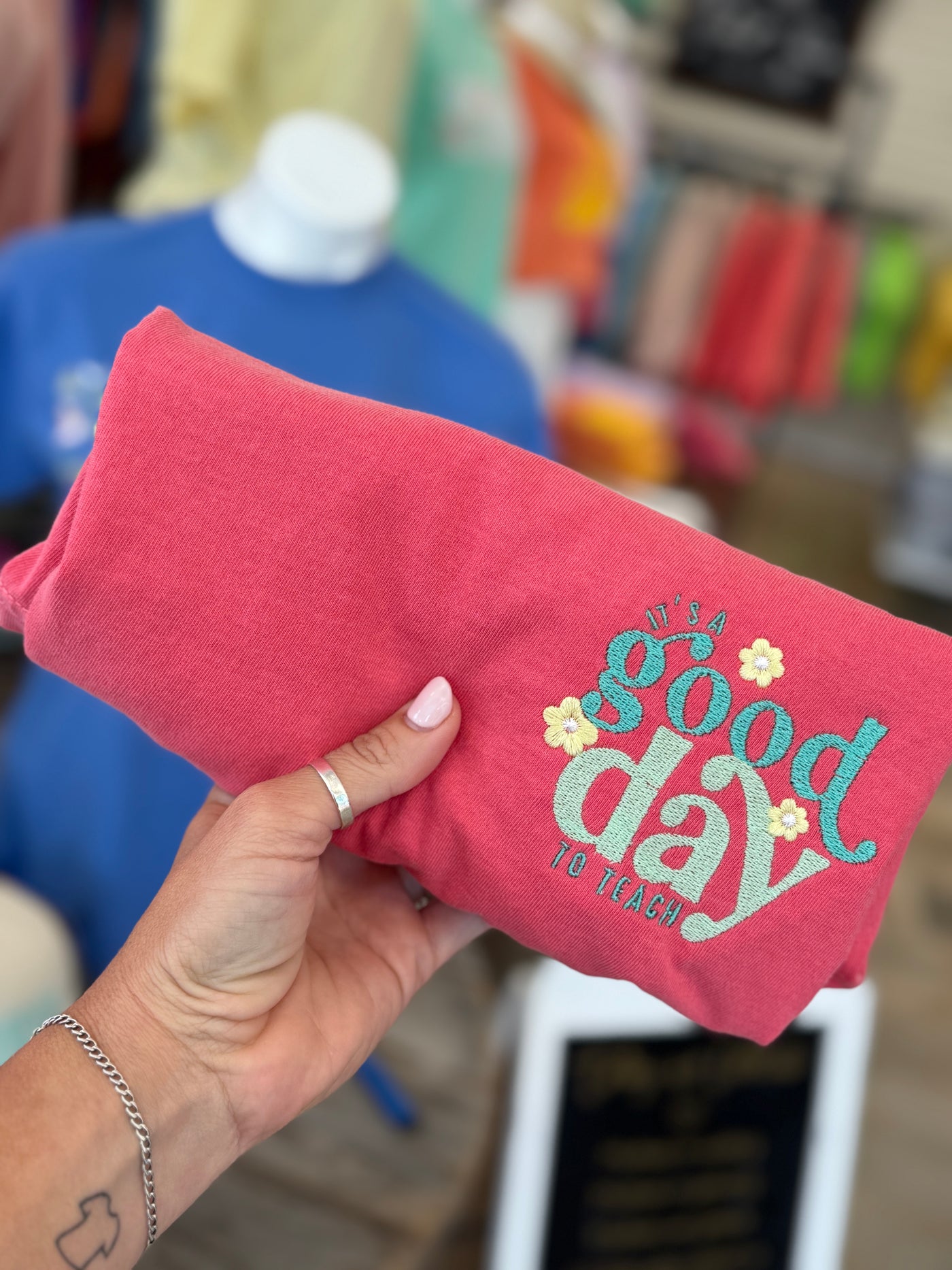 Good Day to Teach Embroidered Tee