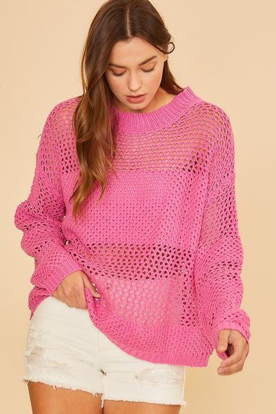 Pretty in Pink Fishnet Sweater