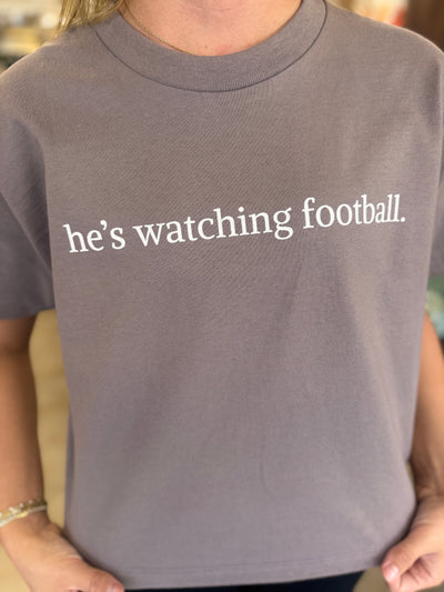 He’s Watching football boxy tee