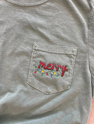 Merry Pocket Embroidered Tee