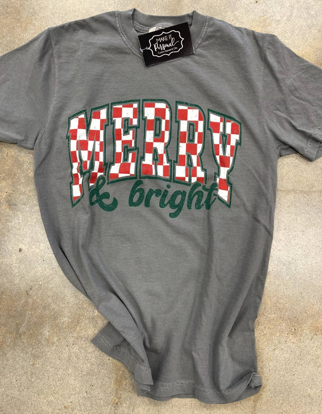Merry and Bright Checkered Tee