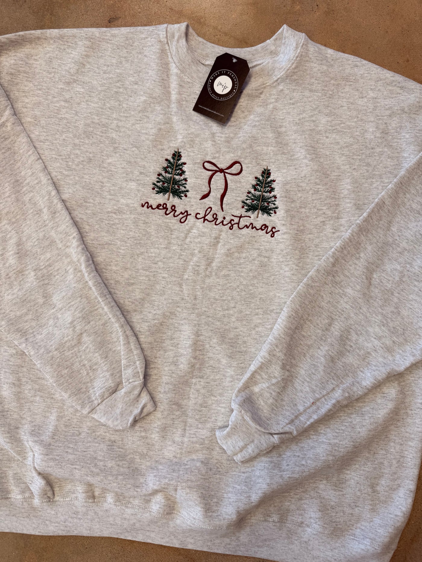 Merry Christmas Embroidered Crewneck Sweatshirt