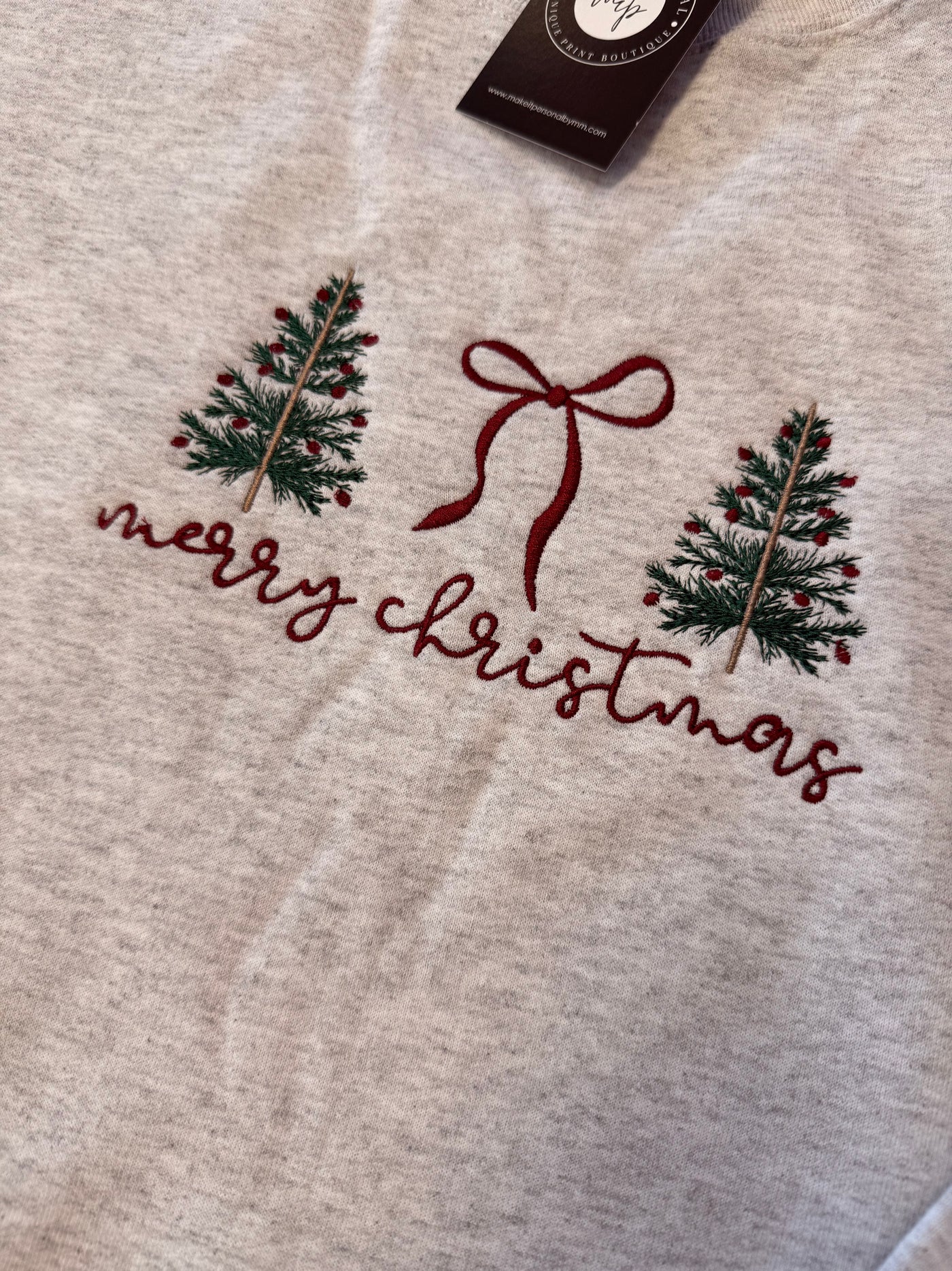 Merry Christmas Embroidered Crewneck Sweatshirt