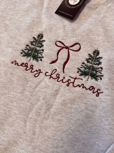 Merry Christmas Embroidered Crewneck Sweatshirt