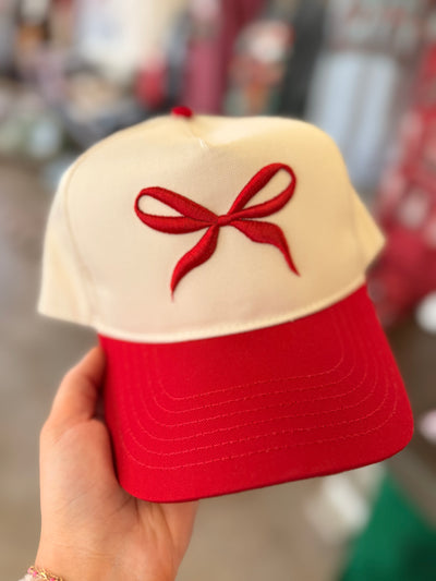 3D Foam Embroidered Christmas Bow Trucker Hat