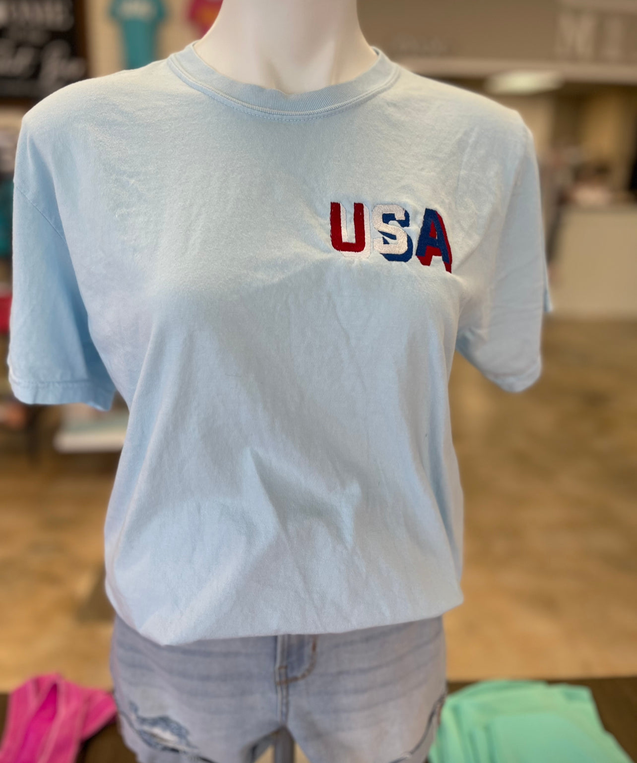 Embroidered USA Tee