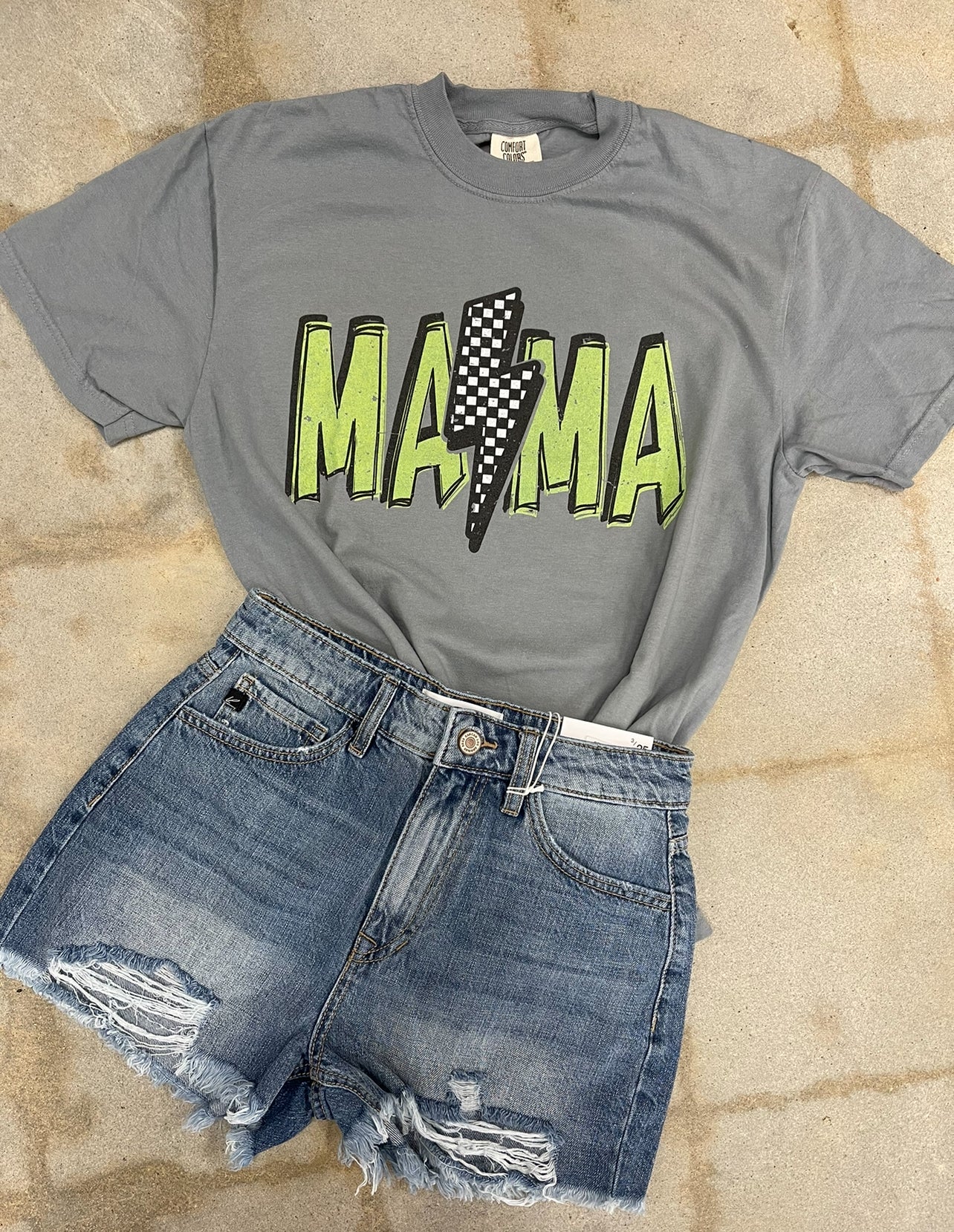 Mama Lightning Bolt Checkered Tee