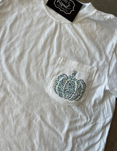 Embroidered Navy Pumpkin Tee