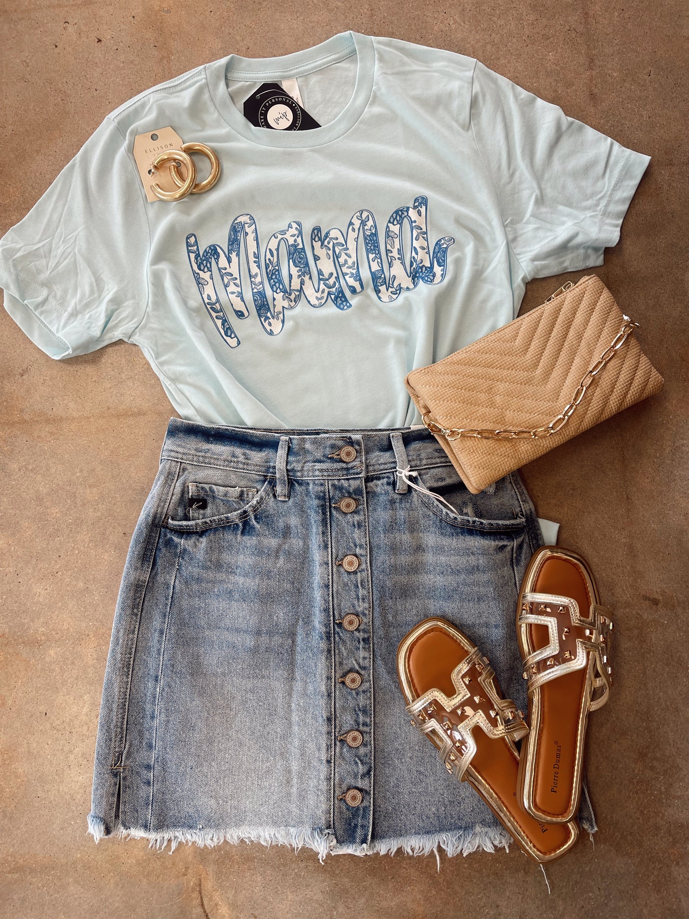 Mama Blue Floral Tee