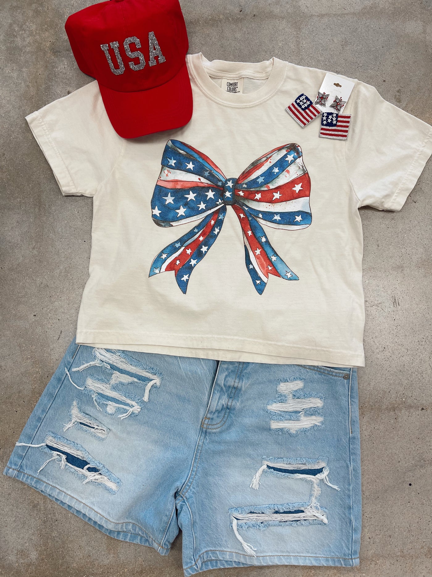 Red White And Blue Bow Boxy Tee