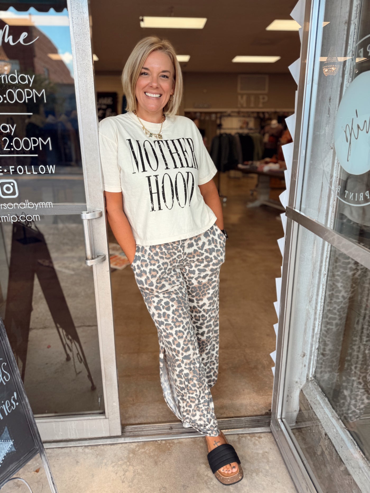 Leopard Print Lightweight Split Side Ankle Tie Pants