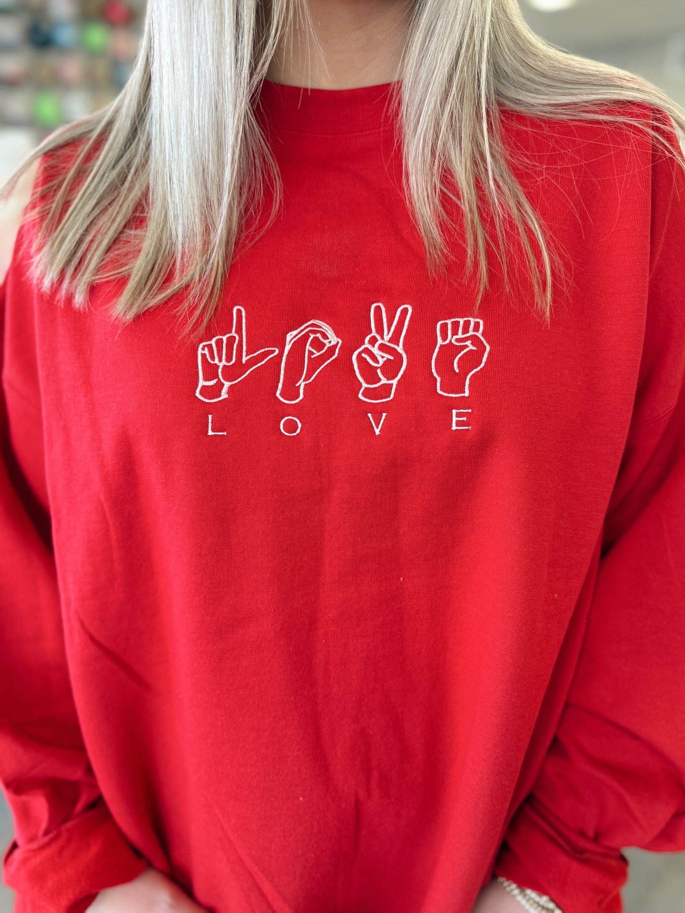 ASL "Love" Embroidered Crewneck Sweatshirt