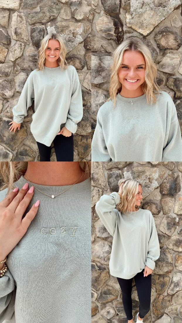 Cozy Embroidered Crewneck Sweatshirt