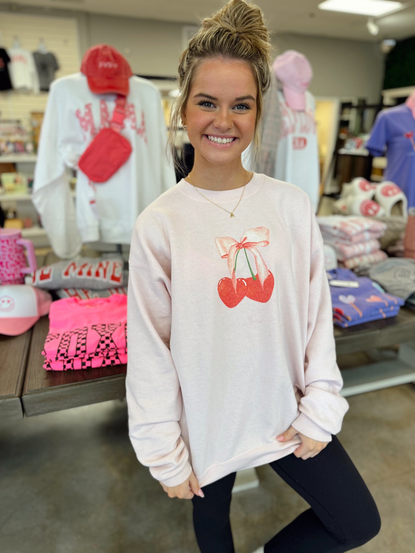 Cherry Bow Crewneck Sweatshirt