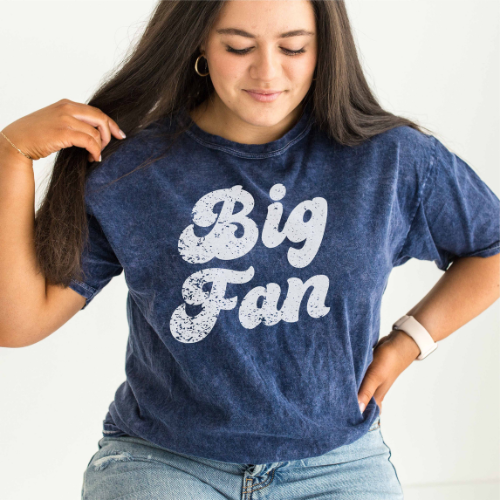 Big Fan Mineral Wash Tee - Navy